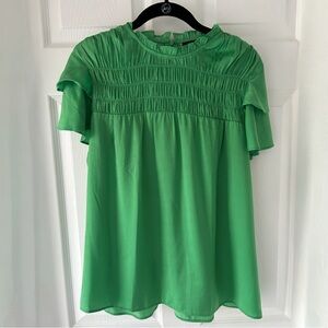 Ann Taylor Vibrant Green Ruched Blouse